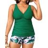 imageYonique Womens Plus Size Swimsuits with Shorts Tummy Control Tankini Two Piece Bathing Suits Athletic SwimwearGreen  Leaf