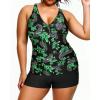 imageYonique Womens Plus Size Swimsuits with Shorts Tummy Control Tankini Two Piece Bathing Suits Athletic SwimwearGreen Paisley