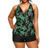 imageYonique Womens Plus Size Swimsuits with Shorts Tummy Control Tankini Two Piece Bathing Suits Athletic SwimwearGreen Paisley