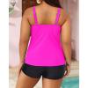 imageYonique Womens Plus Size Swimsuits with Shorts Tummy Control Tankini Two Piece Bathing Suits Athletic SwimwearHot Pink