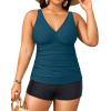 imageYonique Womens Plus Size Swimsuits with Shorts Tummy Control Tankini Two Piece Bathing Suits Athletic SwimwearMalachite Green