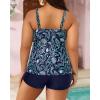 imageYonique Womens Plus Size Swimsuits with Shorts Tummy Control Tankini Two Piece Bathing Suits Athletic SwimwearNavy Blue Floral