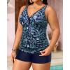 imageYonique Womens Plus Size Swimsuits with Shorts Tummy Control Tankini Two Piece Bathing Suits Athletic SwimwearNavy Blue Floral