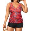 imageYonique Womens Plus Size Swimsuits with Shorts Tummy Control Tankini Two Piece Bathing Suits Athletic SwimwearRed Floral