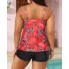 imageYonique Womens Plus Size Swimsuits with Shorts Tummy Control Tankini Two Piece Bathing Suits Athletic SwimwearRed Floral