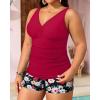 imageYonique Womens Plus Size Swimsuits with Shorts Tummy Control Tankini Two Piece Bathing Suits Athletic SwimwearRed Flowers