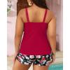 imageYonique Womens Plus Size Swimsuits with Shorts Tummy Control Tankini Two Piece Bathing Suits Athletic SwimwearRed Flowers