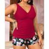 imageYonique Womens Plus Size Swimsuits with Shorts Tummy Control Tankini Two Piece Bathing Suits Athletic SwimwearRed Flowers