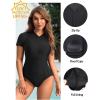 imageYonique Womens Rash Guard Short Sleeve Swimsuits One Piece Zipper Bathing Suit Surfing Swimwear UPF 50Black