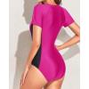 imageYonique Womens Rash Guard Short Sleeve Swimsuits One Piece Zipper Bathing Suit Surfing Swimwear UPF 50Purple