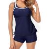 imageYonique Womens Two Piece Tankini Swimsuits with Shorts Athletic Bathing Suits Slimming Swimwear Navy Blue XL
