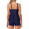 imageYonique Womens Two Piece Tankini Swimsuits with Shorts Athletic Bathing Suits Slimming Swimwear Navy Blue XL