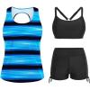 imageYonique 3 Piece Womens Tankini Swimsuits with Shorts Athletic Bathing Suits Tank Tops with Bra and BoyshortsBlue Color Block