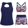 imageYonique 3 Piece Womens Tankini Swimsuits with Shorts Athletic Bathing Suits Tank Tops with Bra and BoyshortsNavy Colored Leaves