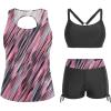 imageYonique 3 Piece Womens Tankini Swimsuits with Shorts Athletic Bathing Suits Tank Tops with Bra and BoyshortsPink Striped