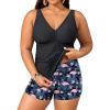 imageYonique Womens Plus Size Swimsuits with Shorts Tummy Control Tankini Two Piece Bathing Suits Athletic SwimwearFlamingo