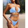 imageYonique Two Piece Bikini Set Sexy Swimsuit Cheeky Bathing Suits Strappy SwimwearLigh Blue