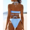 imageYonique Two Piece Bikini Set Sexy Swimsuit Cheeky Bathing Suits Strappy SwimwearLigh Blue
