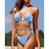 imageYonique Two Piece Bikini Set Sexy Swimsuit Cheeky Bathing Suits Strappy SwimwearLigh Blue