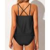 imageYonique Women 2 Piece Blouson Tankini Swimsuits Tummy Control Bathing Suits Athletic SwimwearBlack