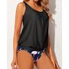 imageYonique Women 2 Piece Blouson Tankini Swimsuits Tummy Control Bathing Suits Athletic SwimwearBlack Flamingo