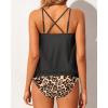 imageYonique Women 2 Piece Blouson Tankini Swimsuits Tummy Control Bathing Suits Athletic SwimwearBlack Leopard