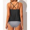 imageYonique Women 2 Piece Blouson Tankini Swimsuits Tummy Control Bathing Suits Athletic SwimwearBlack Striped