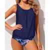 imageYonique Women 2 Piece Blouson Tankini Swimsuits Tummy Control Bathing Suits Athletic SwimwearBlue Leaves
