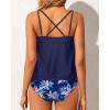 imageYonique Women 2 Piece Blouson Tankini Swimsuits Tummy Control Bathing Suits Athletic SwimwearBlue Leaves