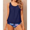 imageYonique Women 2 Piece Blouson Tankini Swimsuits Tummy Control Bathing Suits Athletic SwimwearBlue Leaves