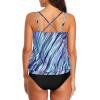 imageYonique Women 2 Piece Blouson Tankini Swimsuits Tummy Control Bathing Suits Athletic SwimwearBluepurple Striped