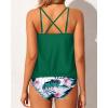 imageYonique Women 2 Piece Blouson Tankini Swimsuits Tummy Control Bathing Suits Athletic SwimwearGreen Floral