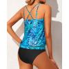 imageYonique Women 2 Piece Blouson Tankini Swimsuits Tummy Control Bathing Suits Athletic SwimwearGreen Leaf