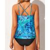 imageYonique Women 2 Piece Blouson Tankini Swimsuits Tummy Control Bathing Suits Athletic SwimwearGreen Leaf