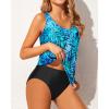imageYonique Women 2 Piece Blouson Tankini Swimsuits Tummy Control Bathing Suits Athletic SwimwearGreen Leaf