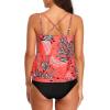 imageYonique Women 2 Piece Blouson Tankini Swimsuits Tummy Control Bathing Suits Athletic SwimwearRed Floral
