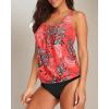 imageYonique Women 2 Piece Blouson Tankini Swimsuits Tummy Control Bathing Suits Athletic SwimwearRed Floral