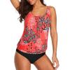 imageYonique Women 2 Piece Blouson Tankini Swimsuits Tummy Control Bathing Suits Athletic SwimwearRed Floral