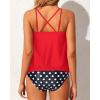 imageYonique Women 2 Piece Blouson Tankini Swimsuits Tummy Control Bathing Suits Athletic SwimwearRed Polka Dot