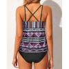 imageYonique Women 2 Piece Blouson Tankini Swimsuits Tummy Control Bathing Suits Athletic SwimwearTribal