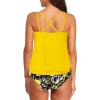 imageYonique Women 2 Piece Blouson Tankini Swimsuits Tummy Control Bathing Suits Athletic SwimwearYellow Floral