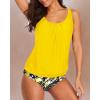 imageYonique Women 2 Piece Blouson Tankini Swimsuits Tummy Control Bathing Suits Athletic SwimwearYellow Floral