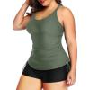 imageYonique Women Plus Size Tankini with Shorts Two Piece Bathing Suits Athletic Swimsuits Tummy Control SwimwearArmy Green