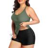 imageYonique Women Plus Size Tankini with Shorts Two Piece Bathing Suits Athletic Swimsuits Tummy Control SwimwearArmy Green
