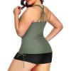 imageYonique Women Plus Size Tankini with Shorts Two Piece Bathing Suits Athletic Swimsuits Tummy Control SwimwearArmy Green
