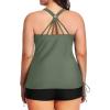 imageYonique Women Plus Size Tankini with Shorts Two Piece Bathing Suits Athletic Swimsuits Tummy Control SwimwearArmy Green