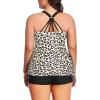 imageYonique Women Plus Size Tankini with Shorts Two Piece Bathing Suits Athletic Swimsuits Tummy Control SwimwearBeige Leopard Print