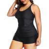 imageYonique Women Plus Size Tankini with Shorts Two Piece Bathing Suits Athletic Swimsuits Tummy Control SwimwearBlack