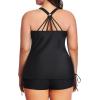 imageYonique Women Plus Size Tankini with Shorts Two Piece Bathing Suits Athletic Swimsuits Tummy Control SwimwearBlack