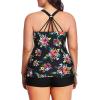 imageYonique Women Plus Size Tankini with Shorts Two Piece Bathing Suits Athletic Swimsuits Tummy Control SwimwearBlack Floral